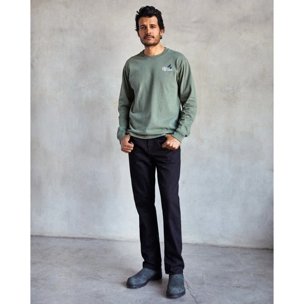 Outerknown SEA The Dunes Straight Pitch Black 5-Pocket Button Fly Jeans